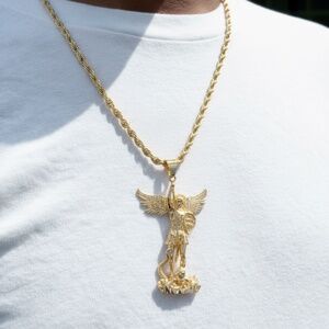 4mm(22”) Rope chain with Large St. Michael pendant for m